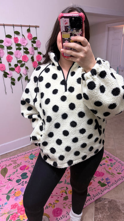 Polka Dot Teddy Sherpa Pullover