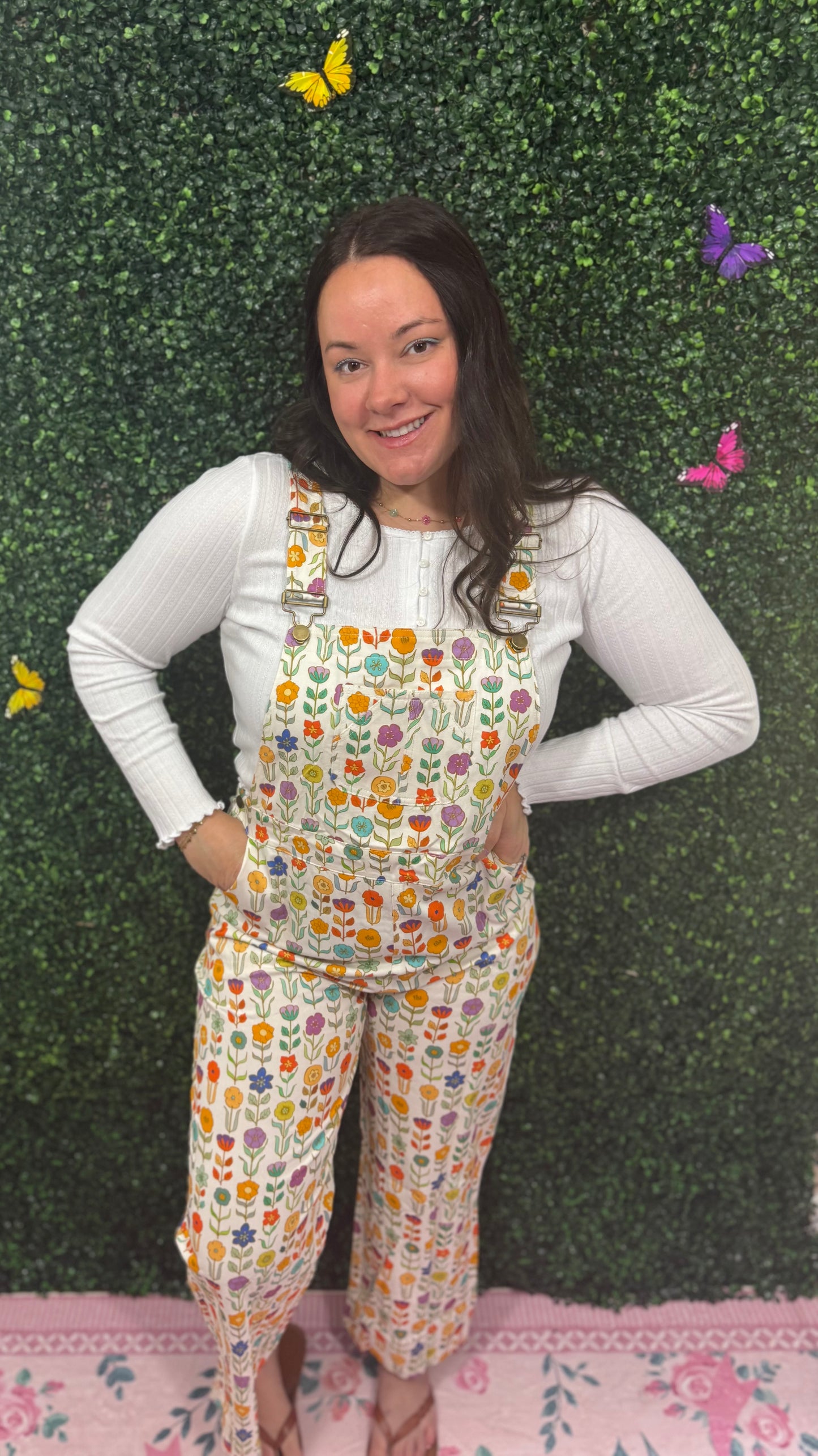 RETRO FLORAL PRINT OVERALLS