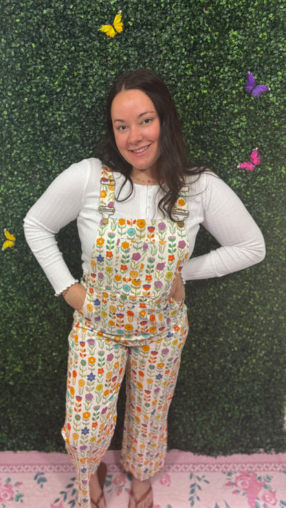 RETRO FLORAL PRINT OVERALLS