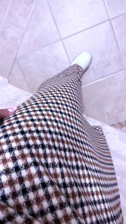 Cinnamon Houndstooth Midi Skirt