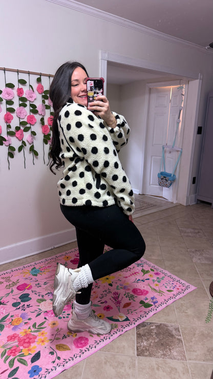 Polka Dot Teddy Sherpa Pullover