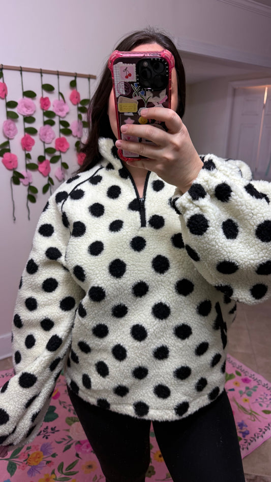 Polka Dot Teddy Sherpa Pullover