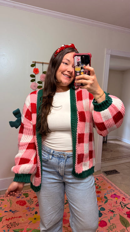 Merry & Bright Checkered Cardigan