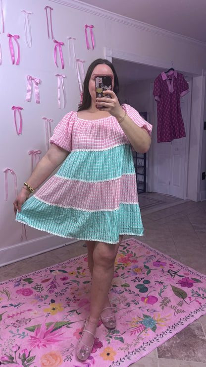 Mint Kiss Gingham Dress