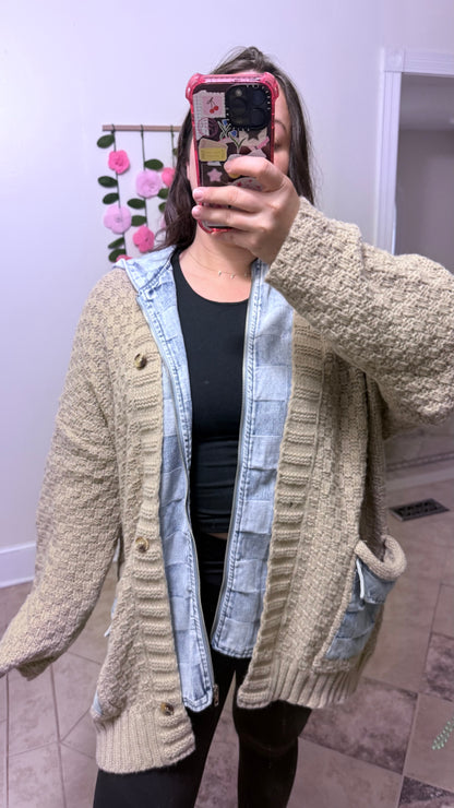 Denim Dreams Checker Cardigan Coat
