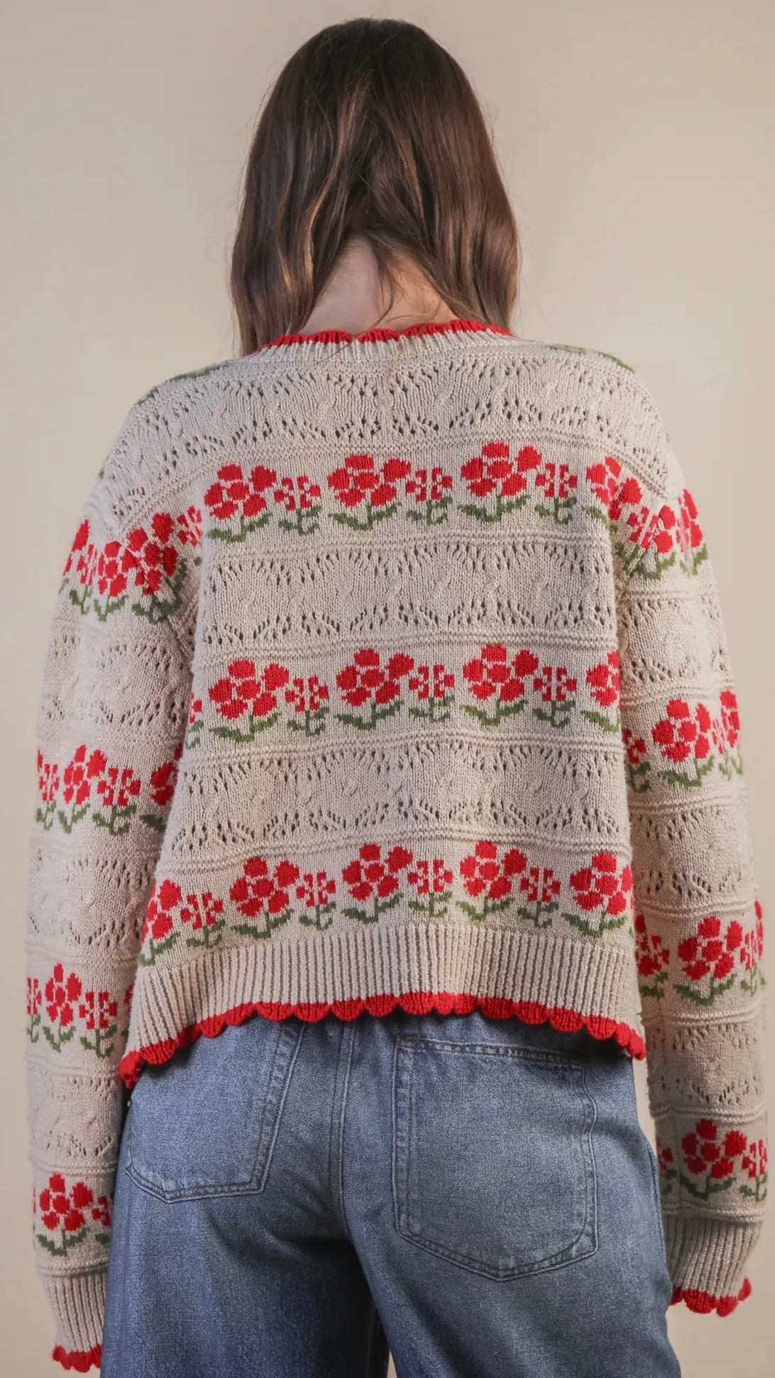 Red Floral Cardi