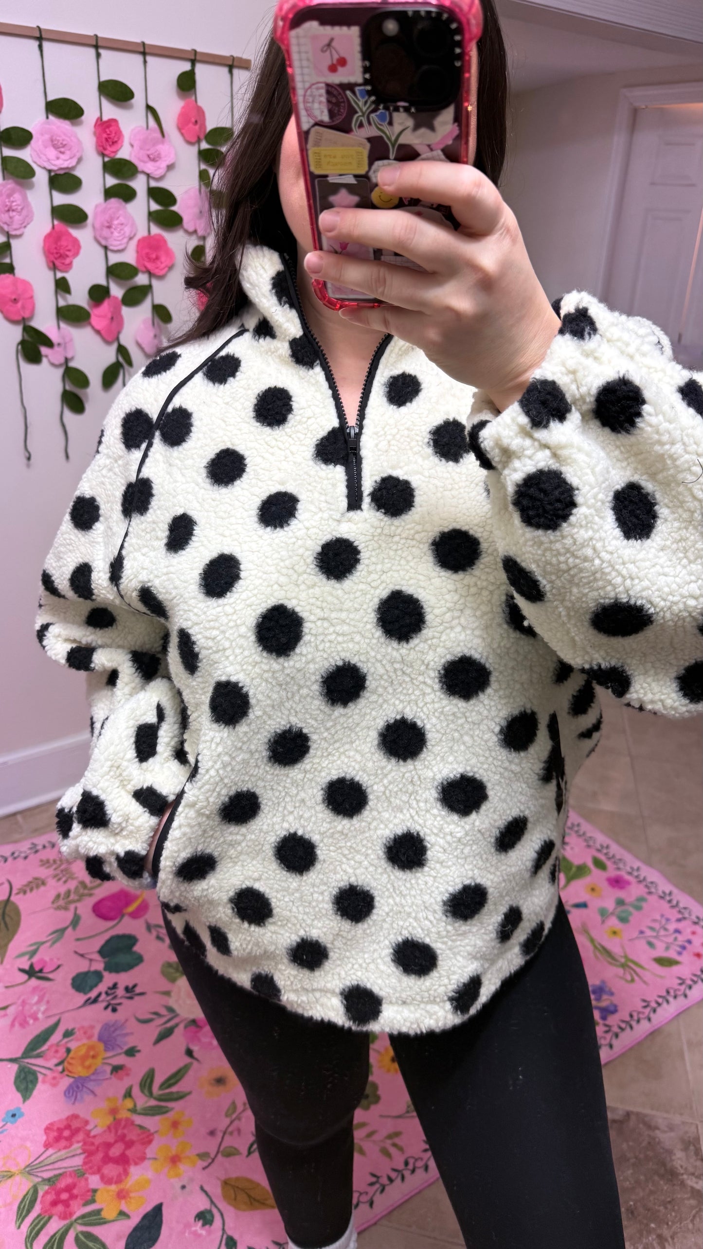 Polka Dot Teddy Sherpa Pullover