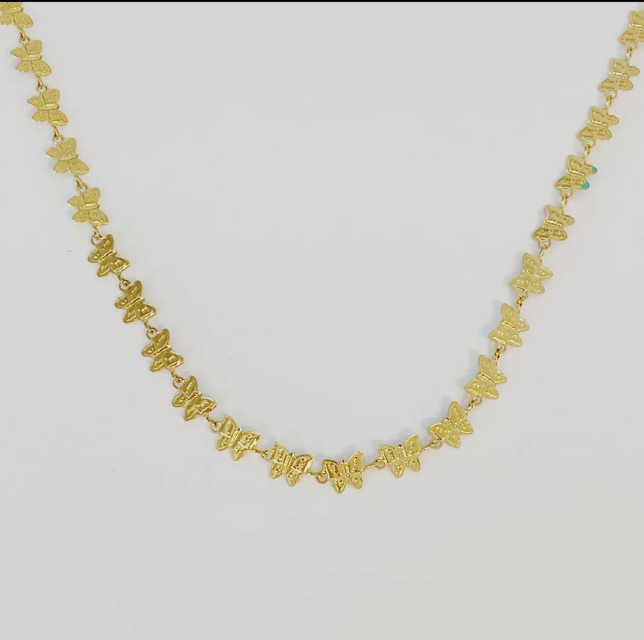 Linked Butterflies Necklace – Pastel Gold Reversible Chain