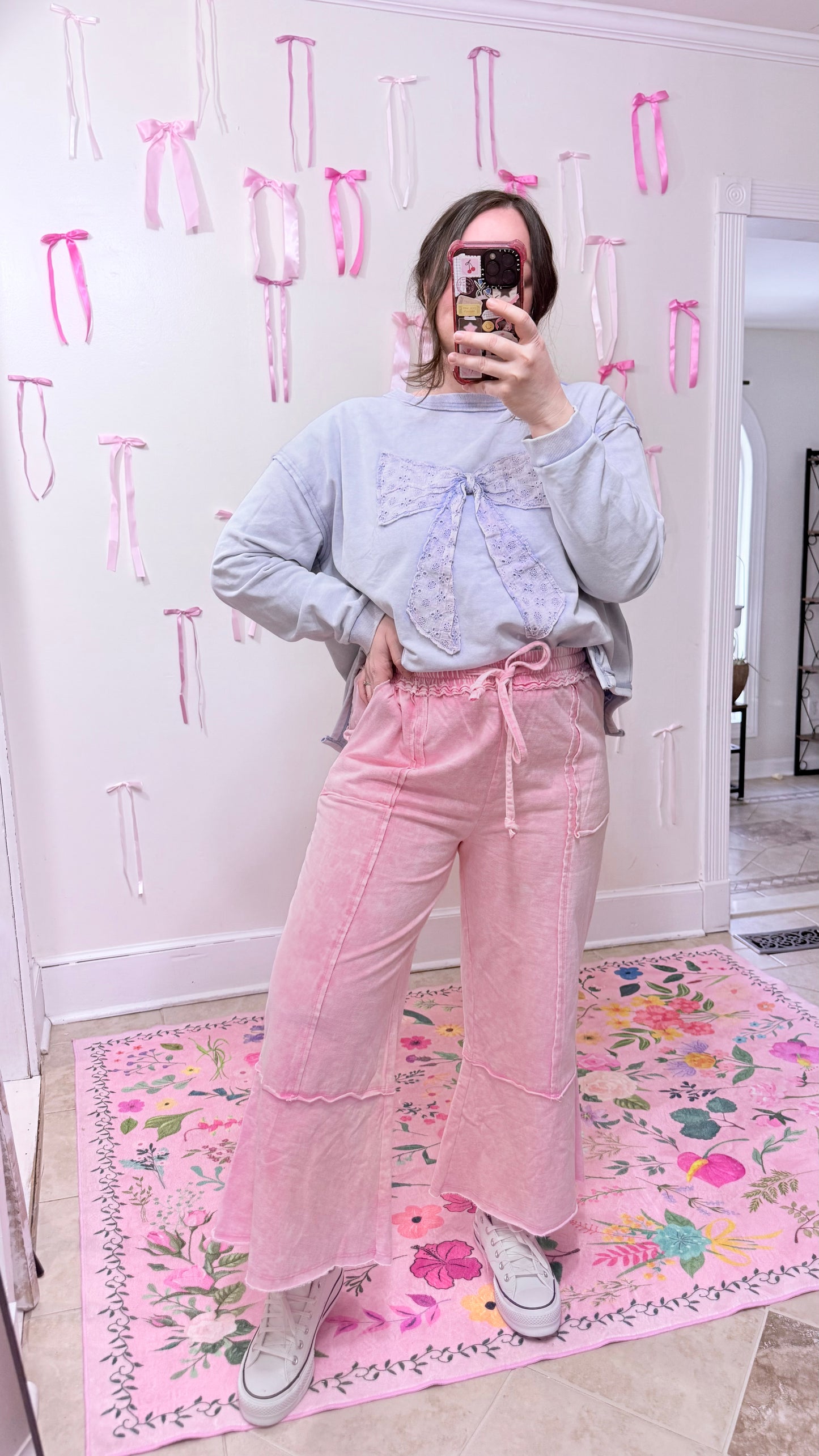 SAGE + FIG Mineral Washed Terry Wide Leg Pants