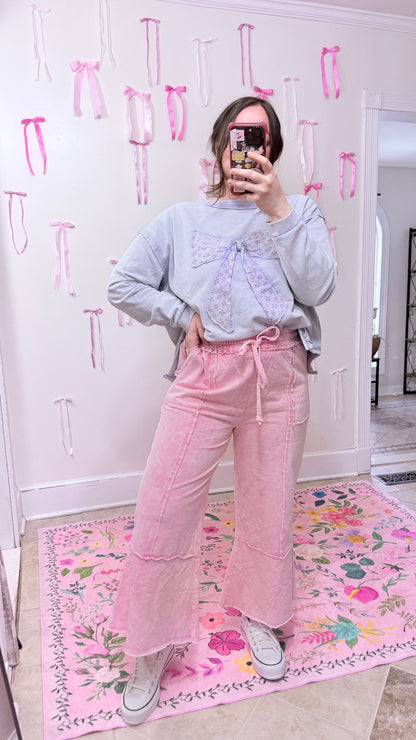 SAGE + FIG Mineral Washed Terry Wide Leg Pants