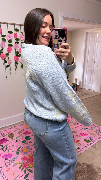 Swan Lake Knit Cardigan Sweater – Blue