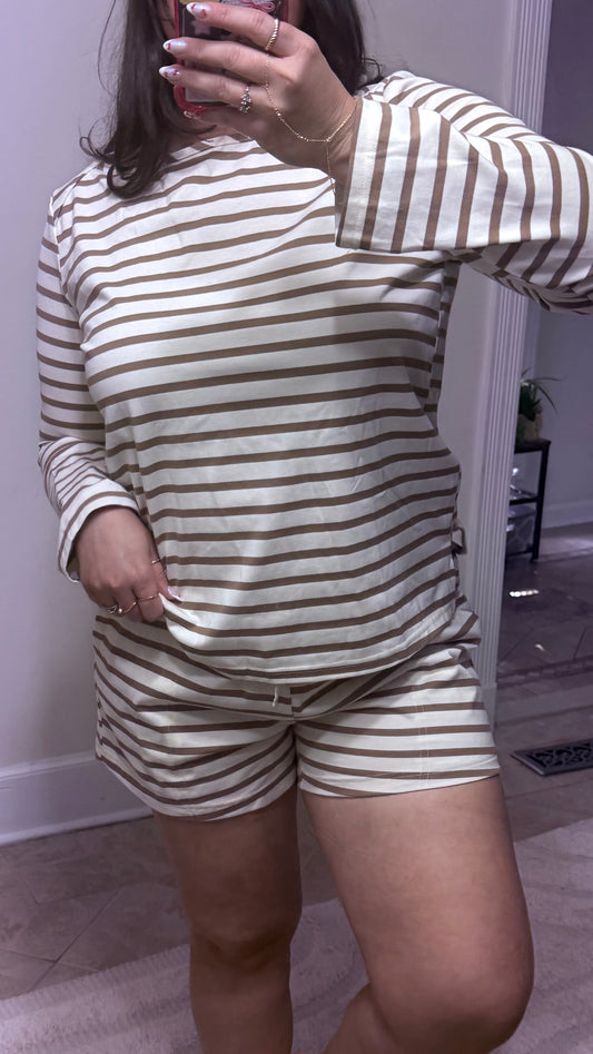 Coffee & Cream Stripes Set