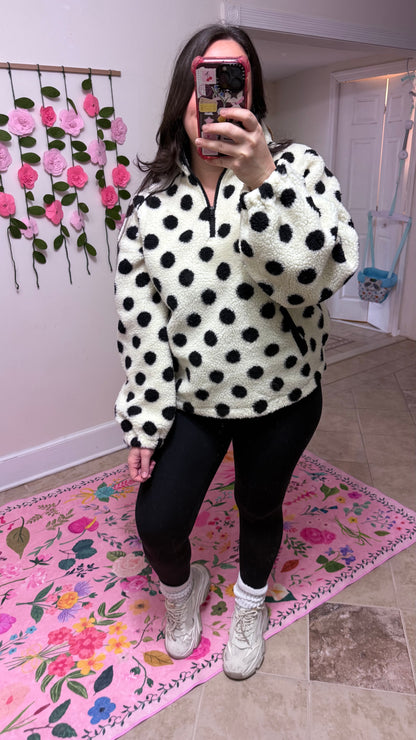 Polka Dot Teddy Sherpa Pullover