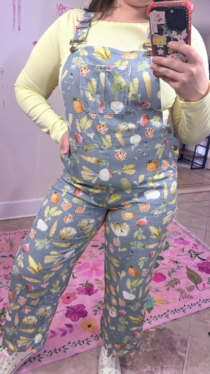Veggie Print Overalls