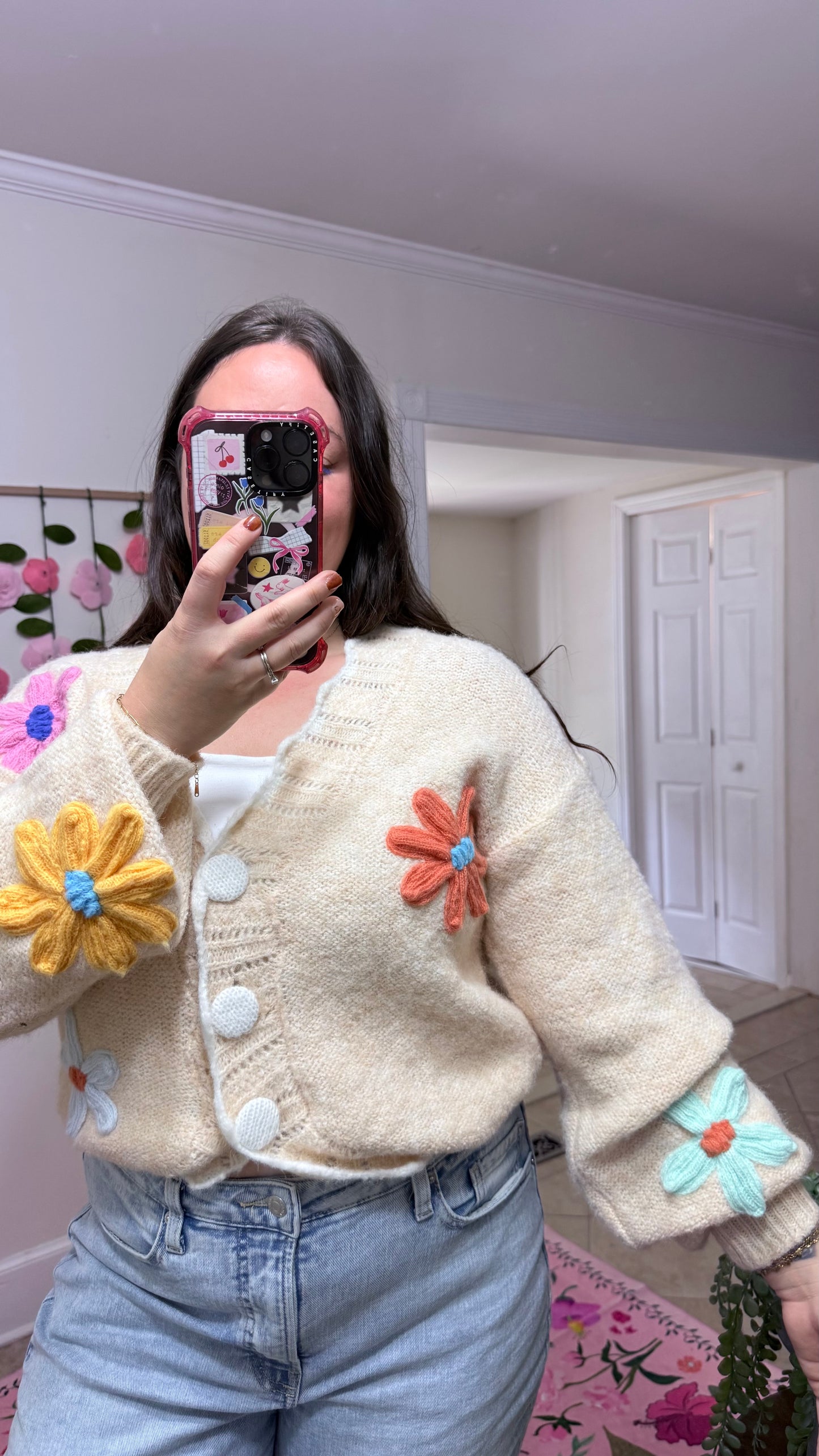 Scalloped Flower Cardigan