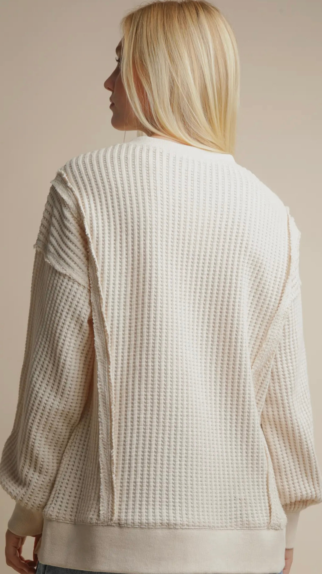 Sweet Cream Waffle Knit Pullover