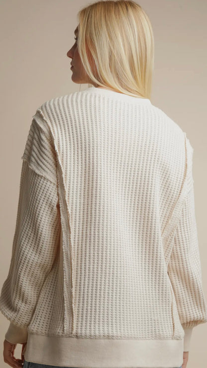 Sweet Cream Waffle Knit Pullover