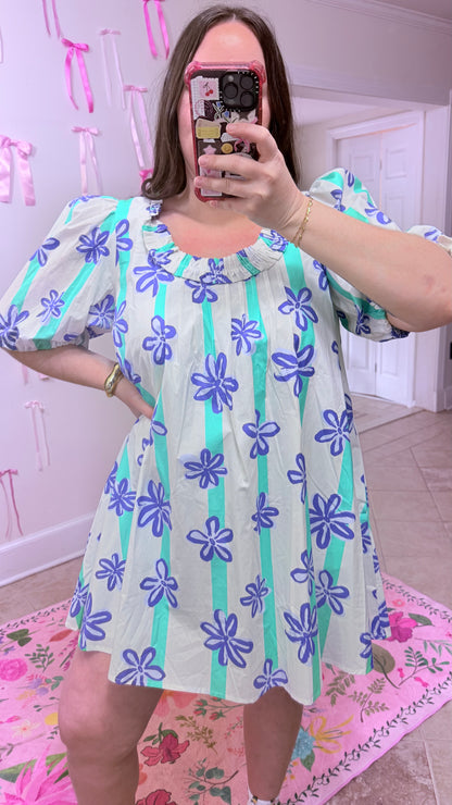 Floral Puff Sleeve Mini Dress