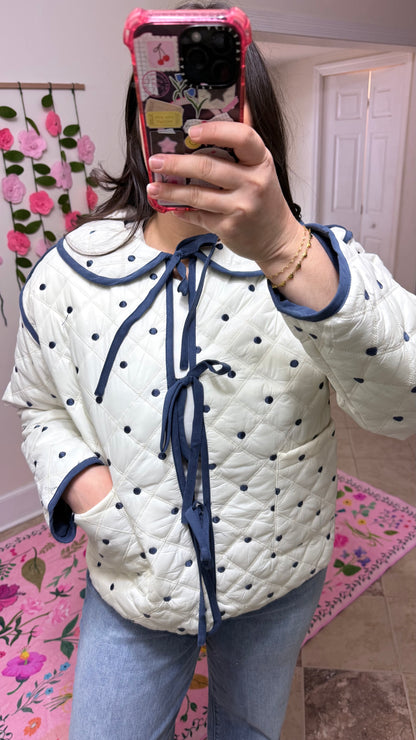 Sweet Dot Quilted Bow Jacket