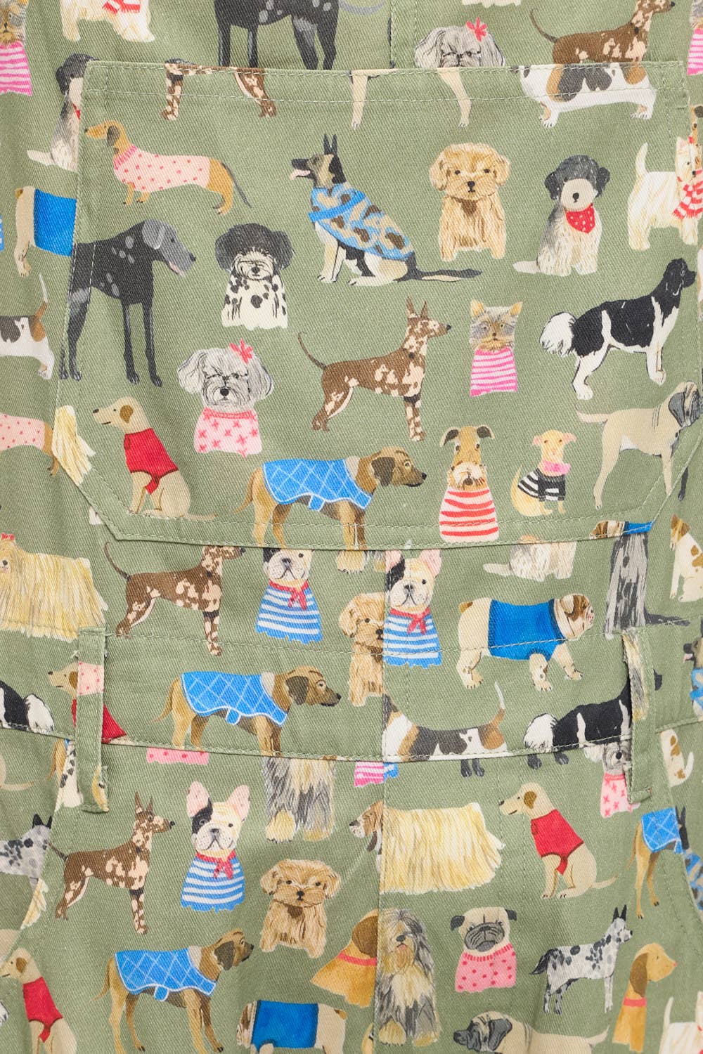 COLORFUL DOG BREEDS PRINT SHORTALLS
