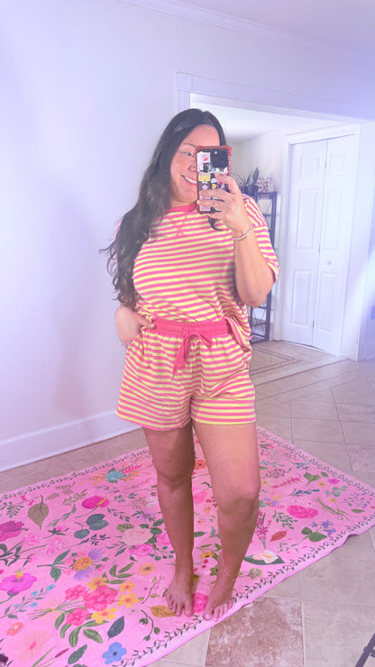 Pink Stripe Lounge Set