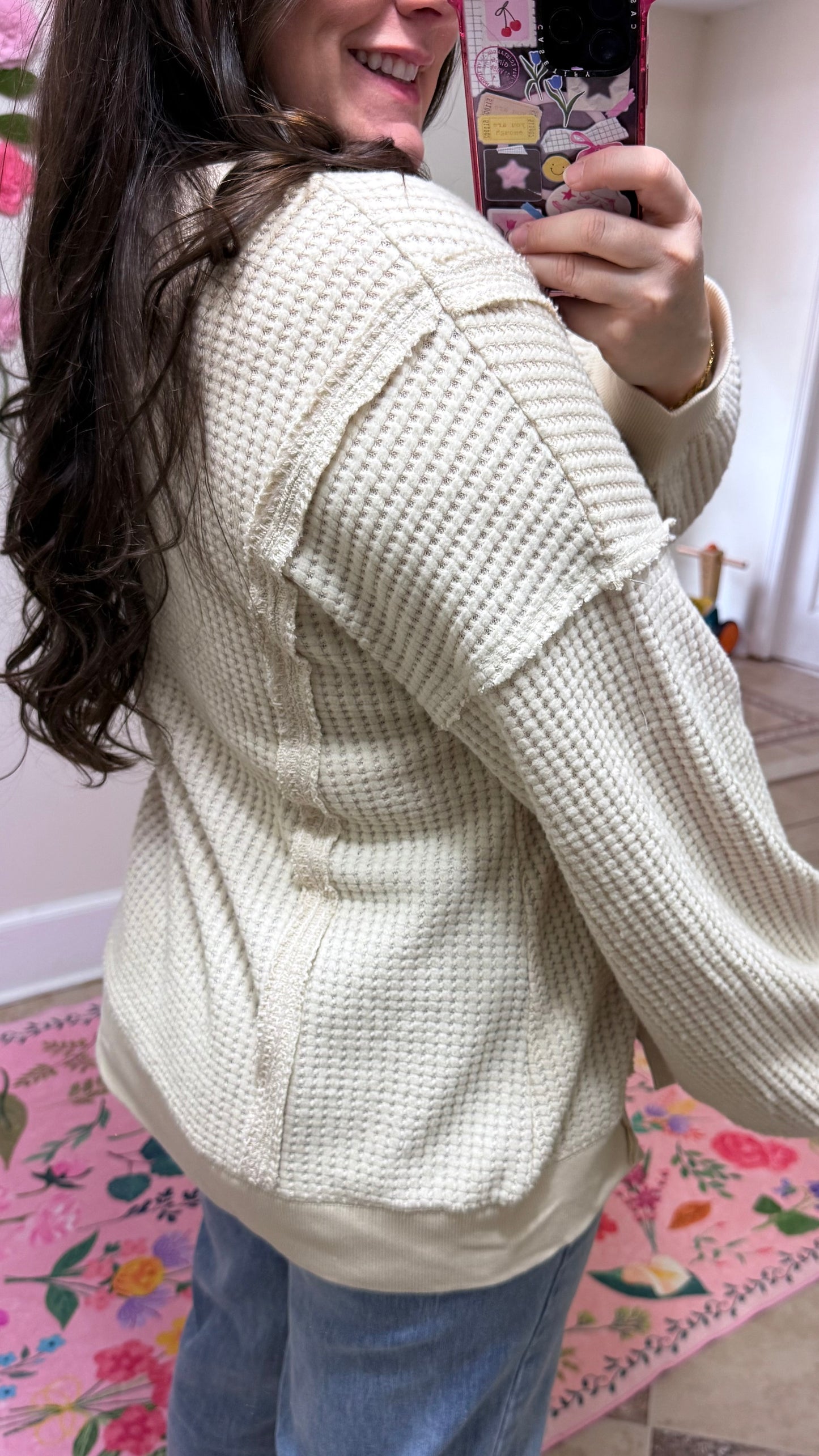 Sweet Cream Waffle Knit Pullover
