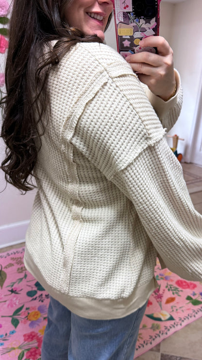 Sweet Cream Waffle Knit Pullover