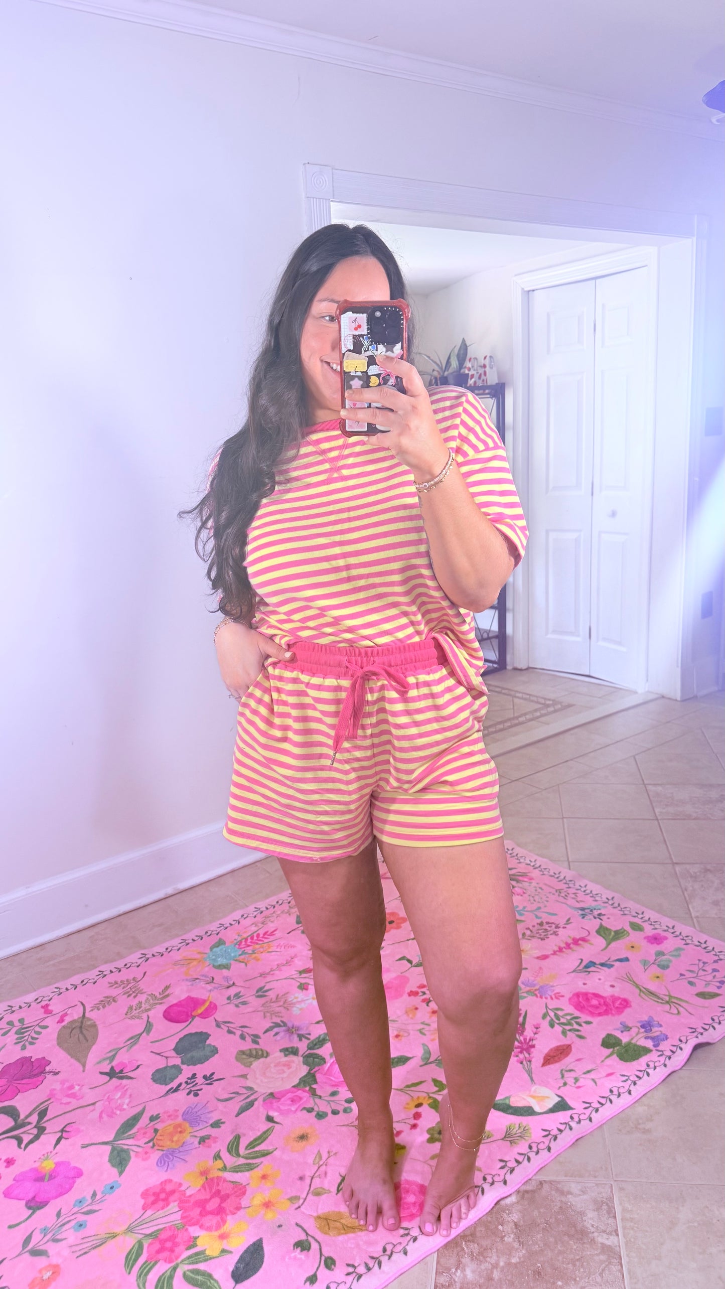 Pink Stripe Lounge Set