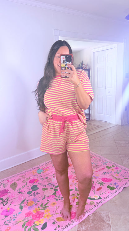 Pink Stripe Lounge Set