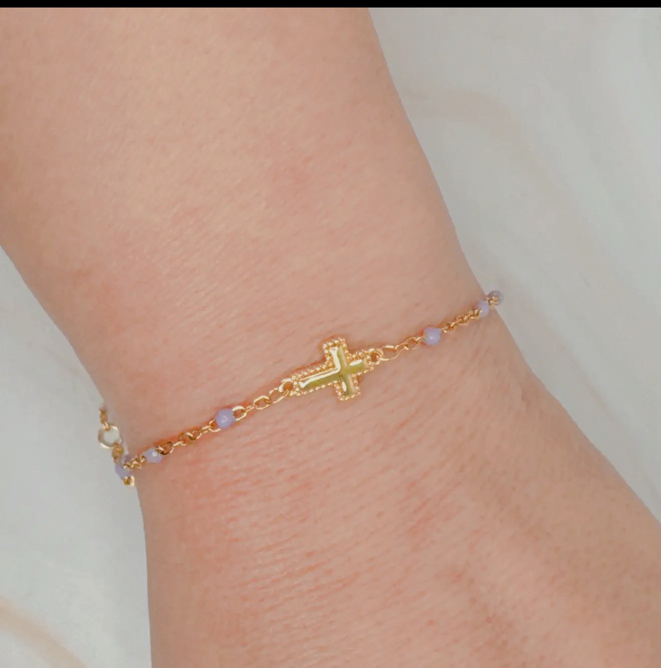 Dainty Color Dots Cross Bracelet