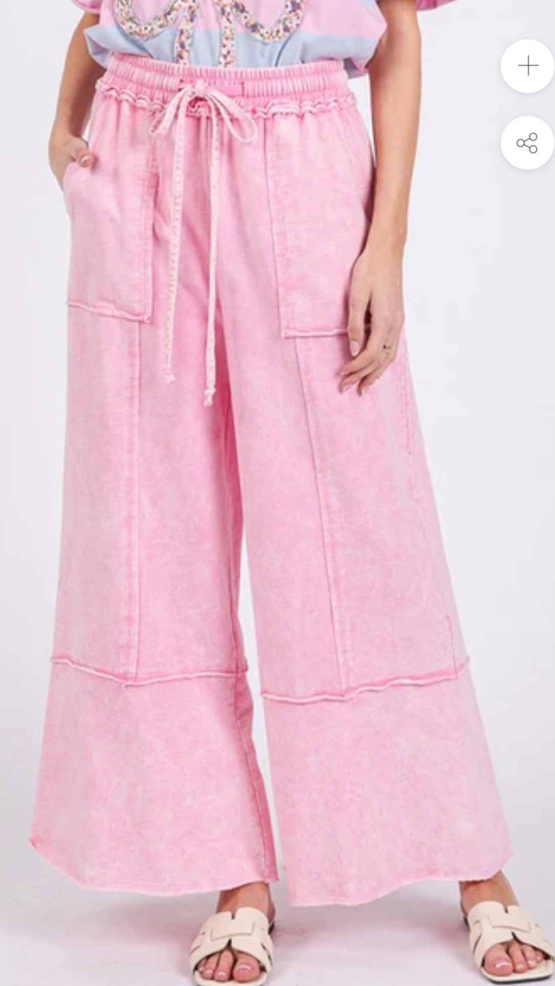 SAGE + FIG Mineral Washed Terry Wide Leg Pants