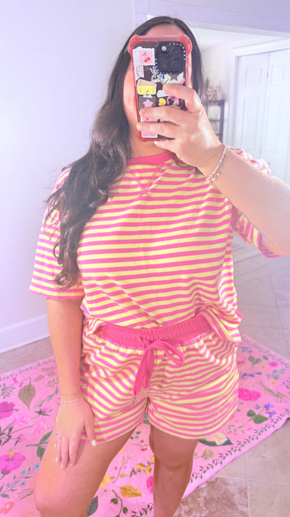 Pink Stripe Lounge Set