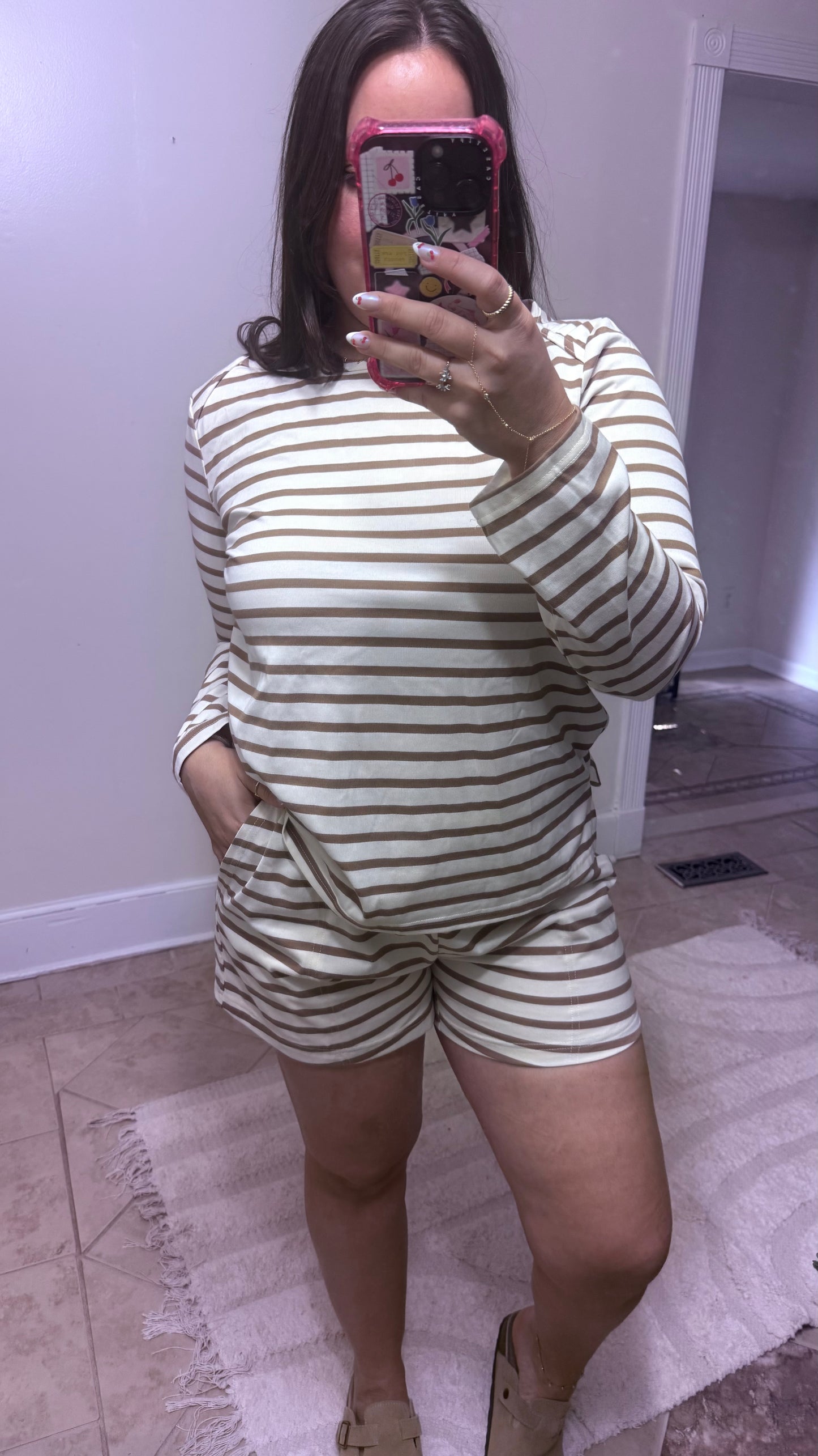 Coffee & Cream Stripes Set
