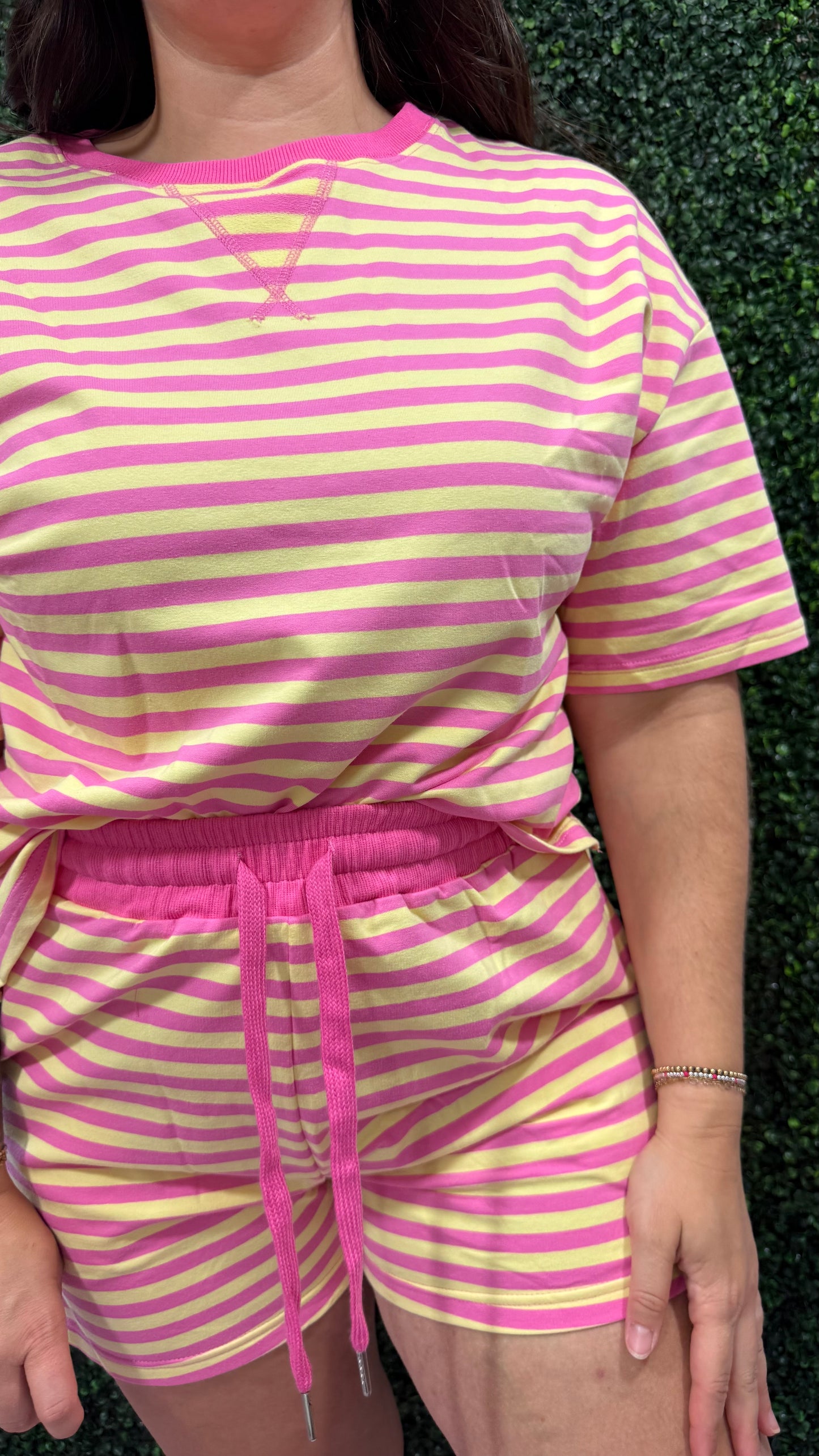 Pink Stripe Short Set (S-XL)