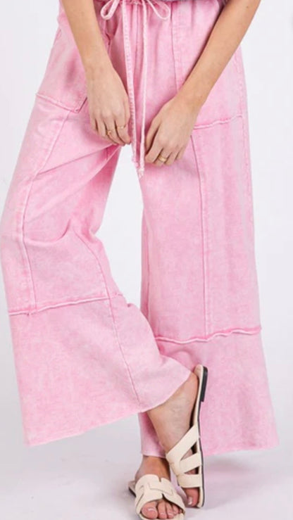 SAGE + FIG Mineral Washed Terry Wide Leg Pants