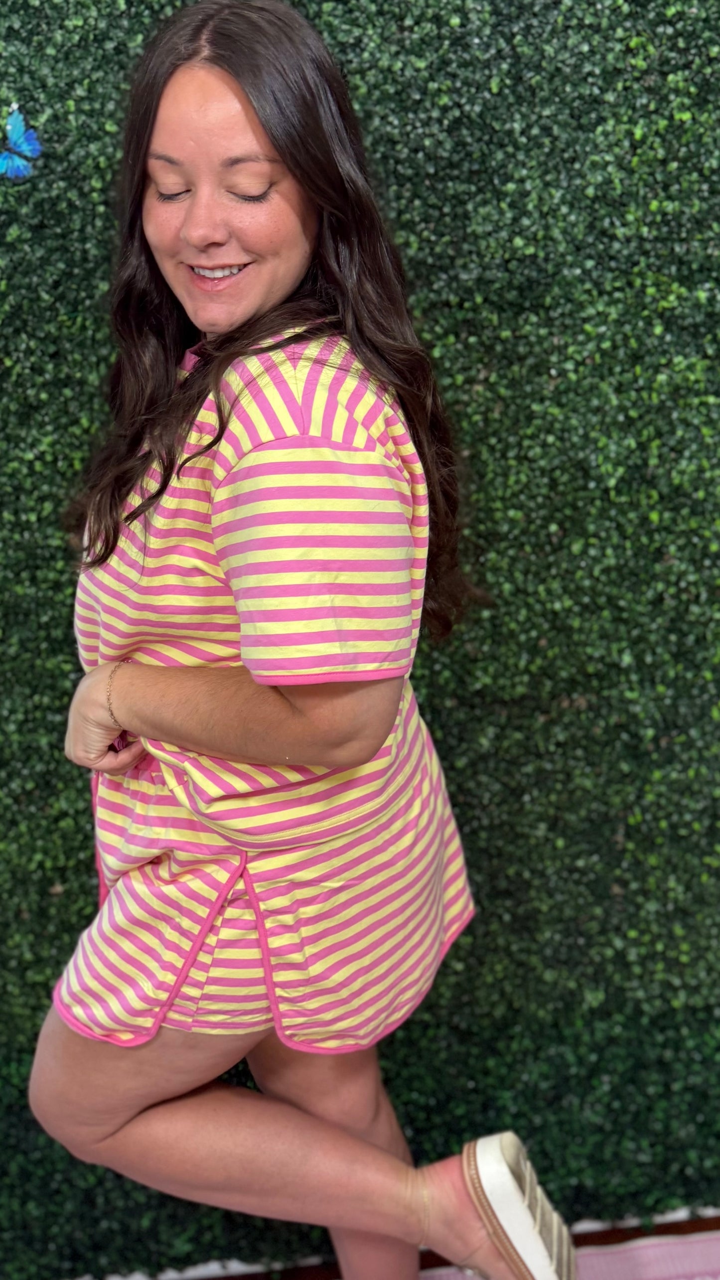 Pink Stripe Skort Set (S-XL)