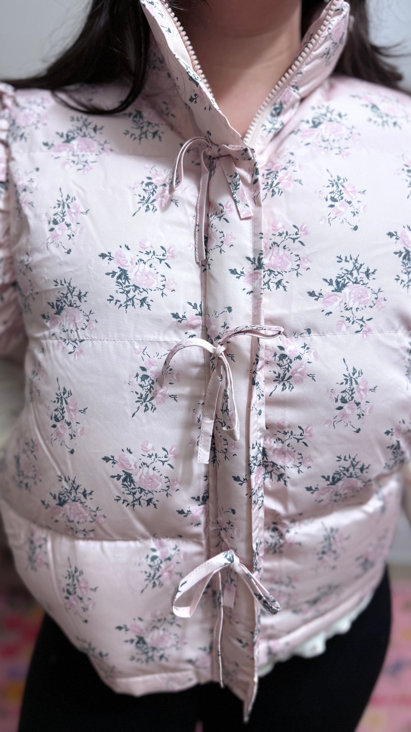 Frosted Blossom Puffer Vest