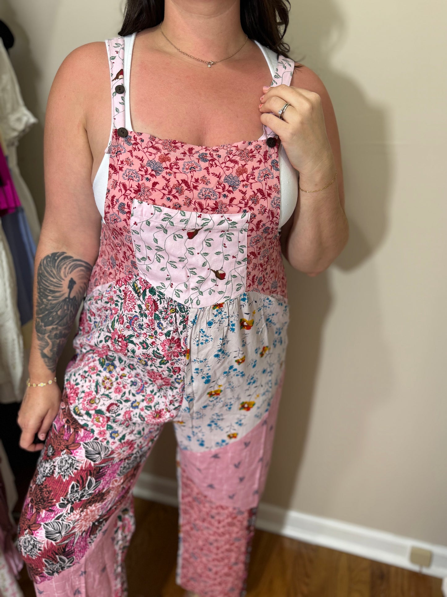 Petal Patch Overalls – Boho Floral Mix S/M