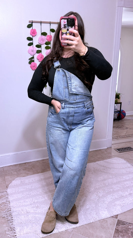 Barrel Fit Denim Overalls