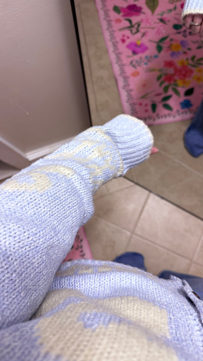 Swan Lake Knit Cardigan Sweater – Blue