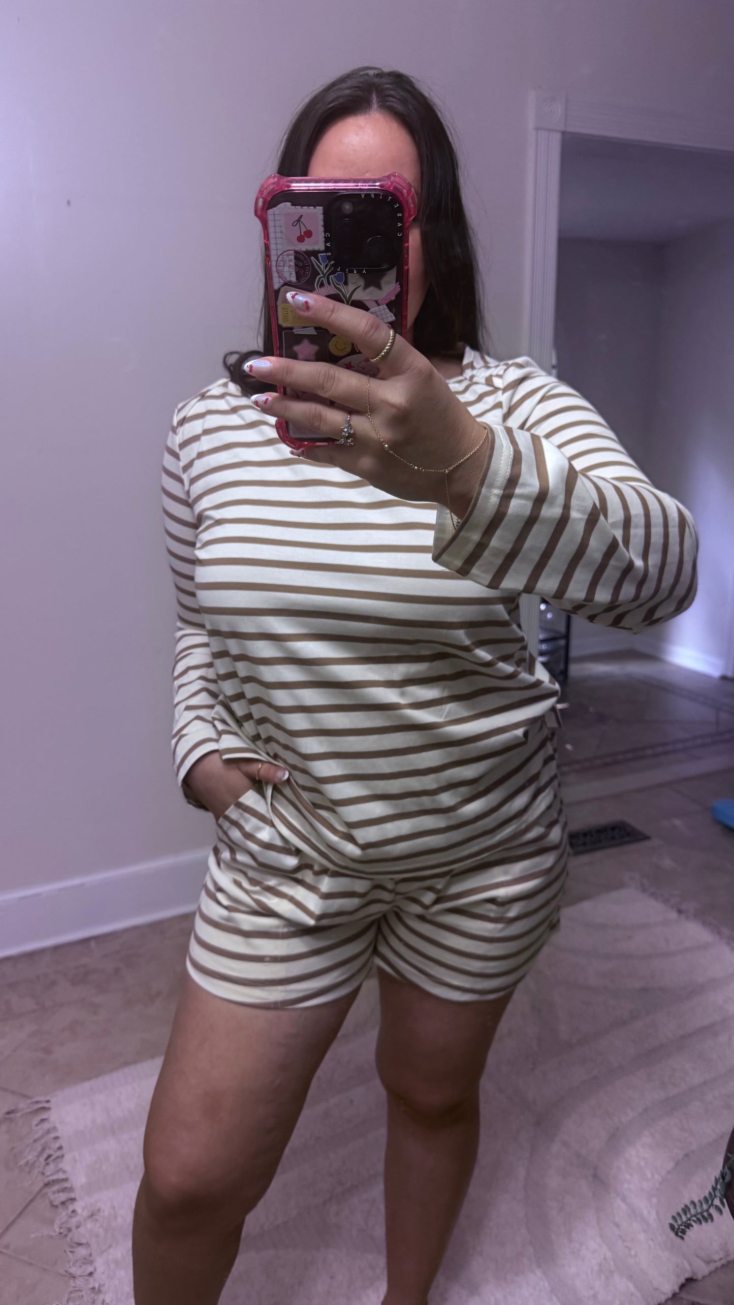 Coffee & Cream Stripes Set