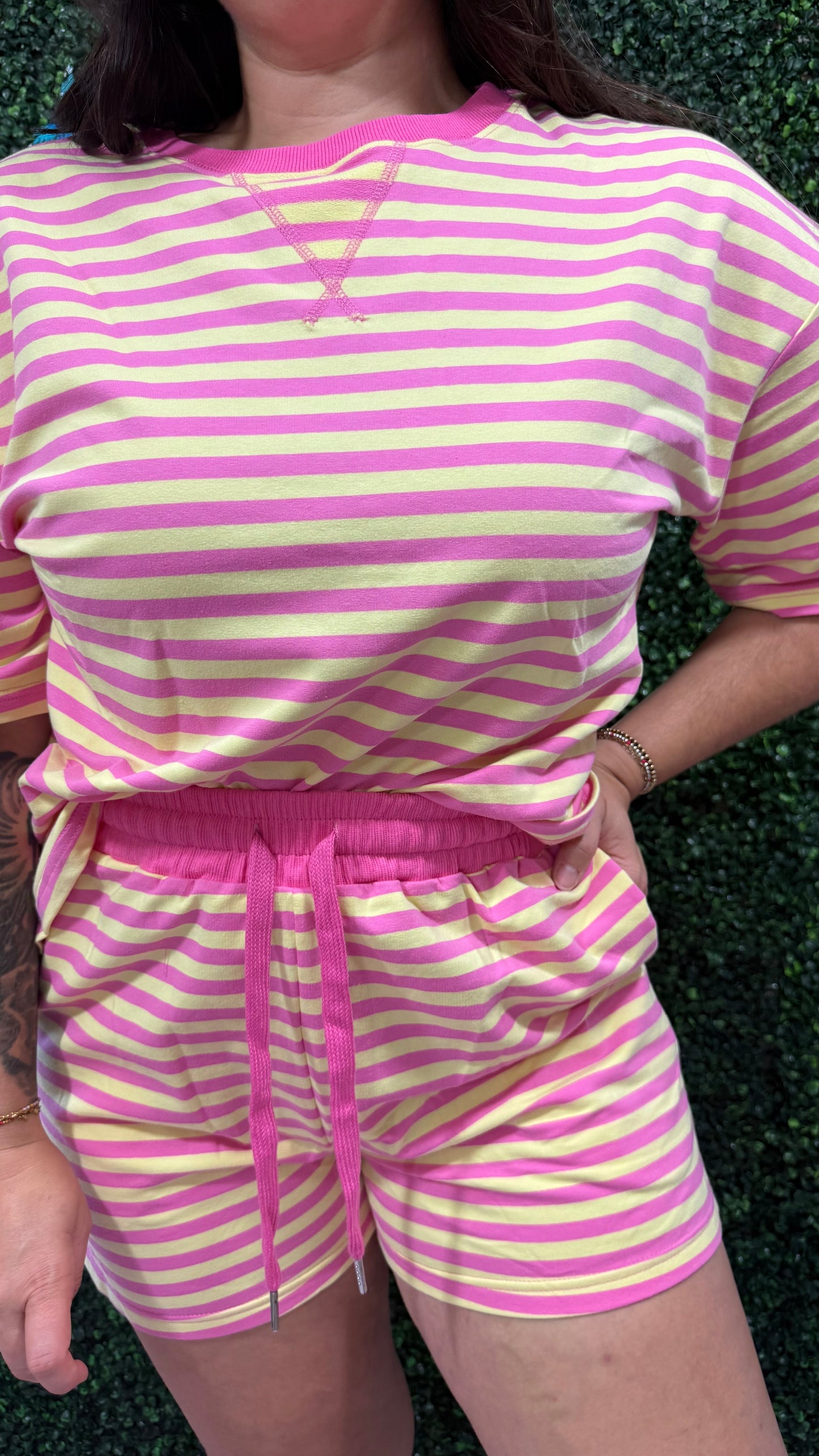 Pink Stripe Short Set (S-XL)