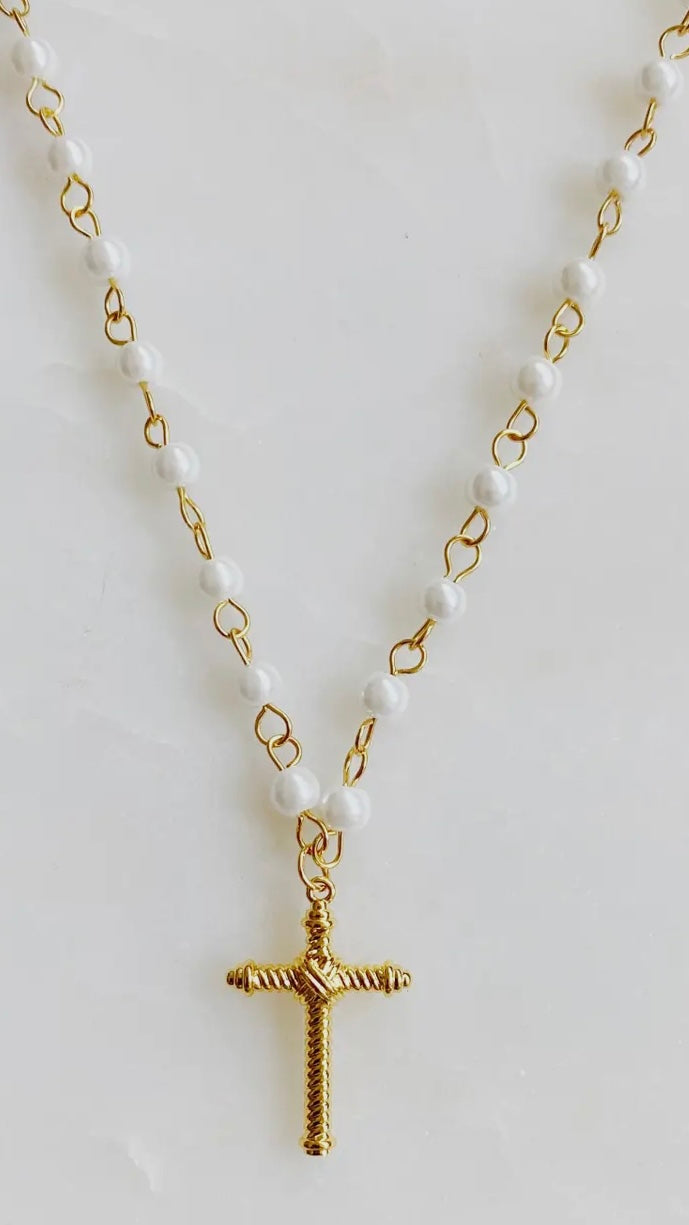 Cabled Cross Pendant Necklace