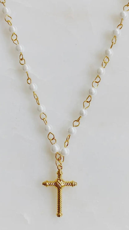 Cabled Cross Pendant Necklace