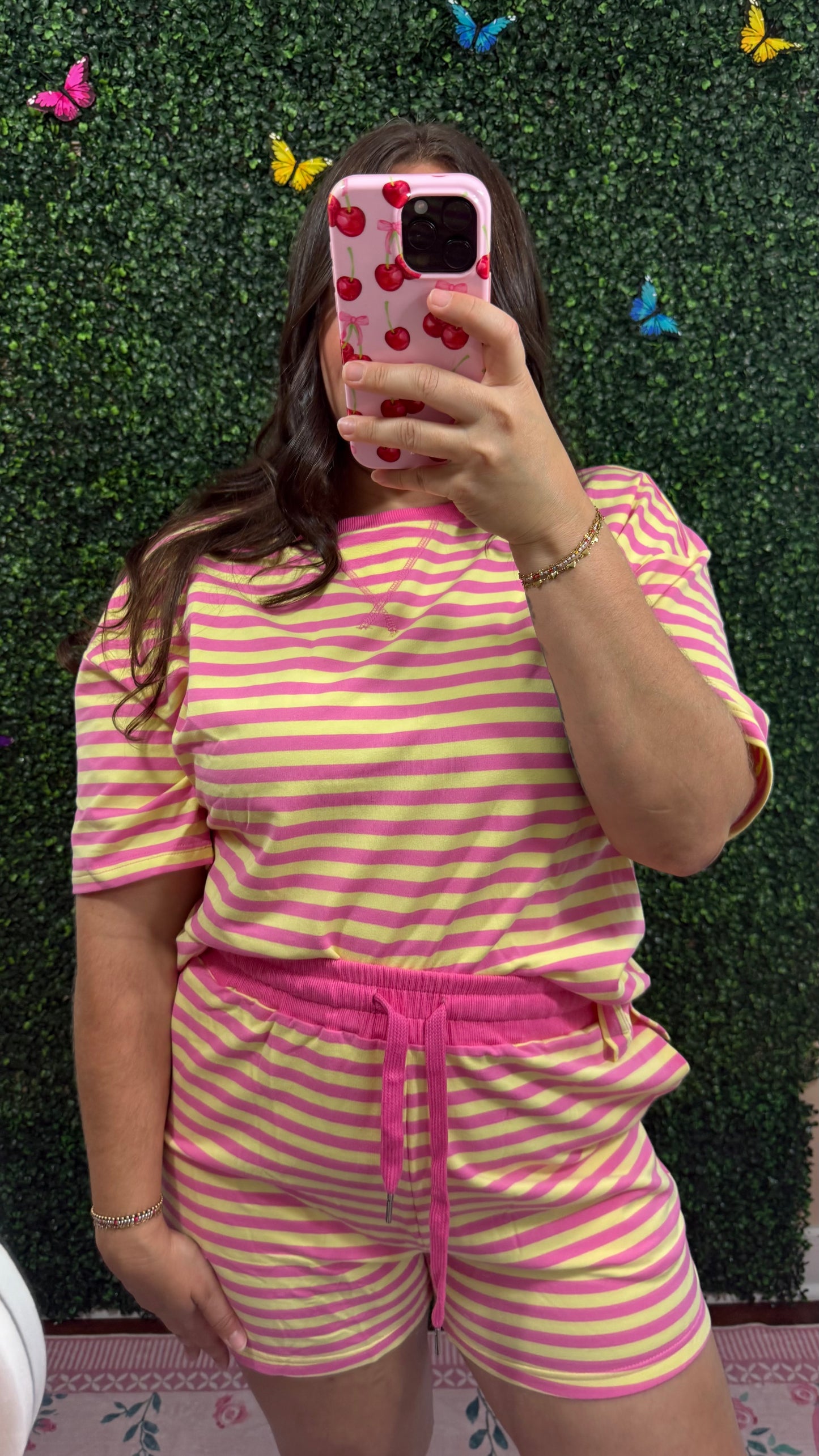Pink Stripe Short Set (S-XL)