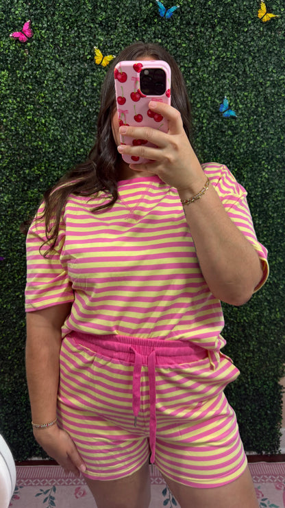 Pink Stripe Short Set (S-XL)