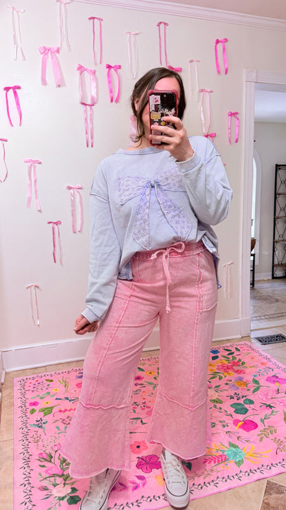 SAGE + FIG Mineral Washed Terry Wide Leg Pants