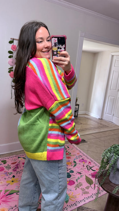 Color Pop Rainbow Stripe Cardigan