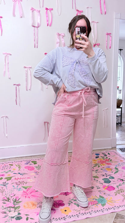 SAGE + FIG Mineral Washed Terry Wide Leg Pants