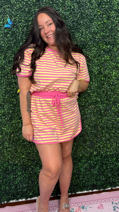 Pink Stripe Skort Set (S-XL)
